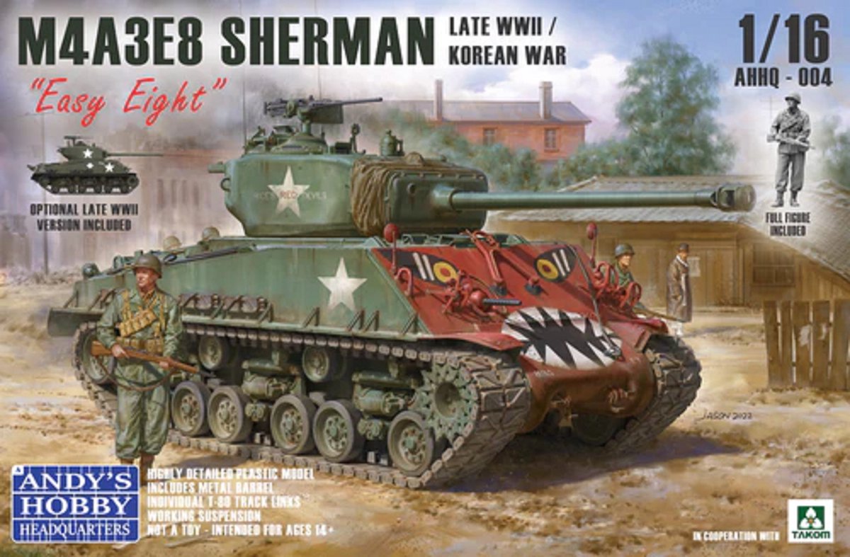 1:16 Andys Hobby Headquarters 004 M4A3E8 Sherman Late WWII Korean War Plastic kit