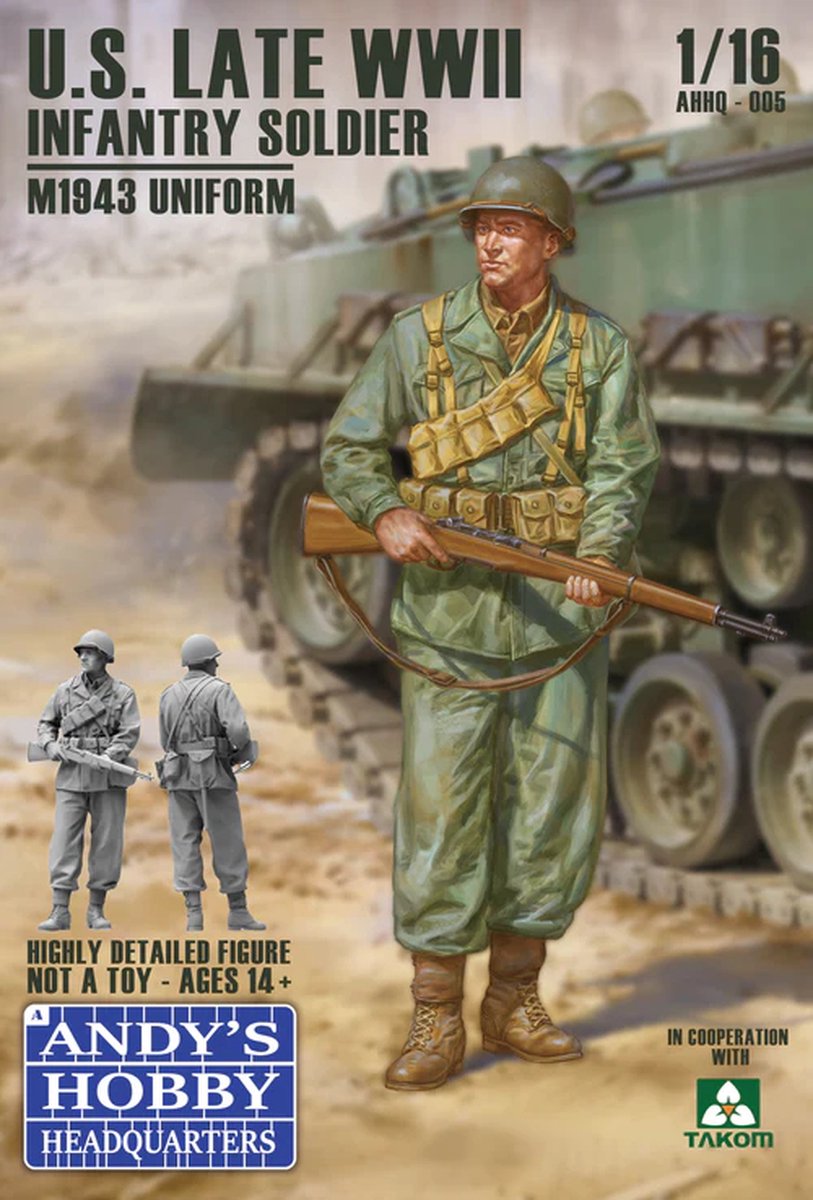 1:16 Andys Hobby Headquarters 005 U.S.Infantry Late WWII/Korean War M1943 Uniform Plastic kit