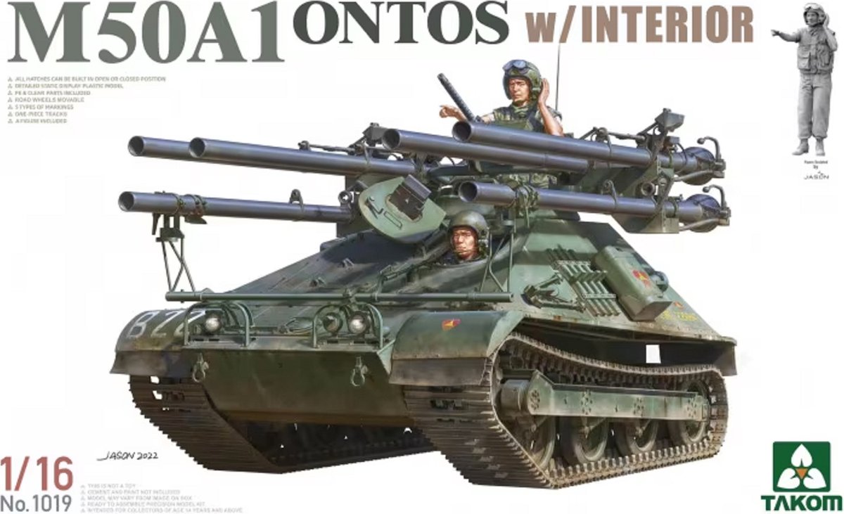 1:16 Takom 1019 M50A1 Ontos with Interior Plastic kit