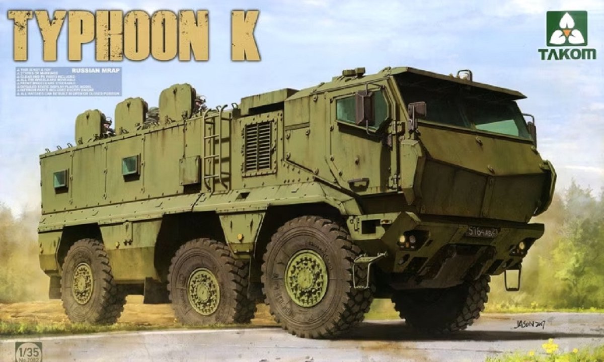 1:35 Takom 2082 Russian MRAP KAMAZ-63968 Typhoon K - w/cab & cabin interior Plastic kit