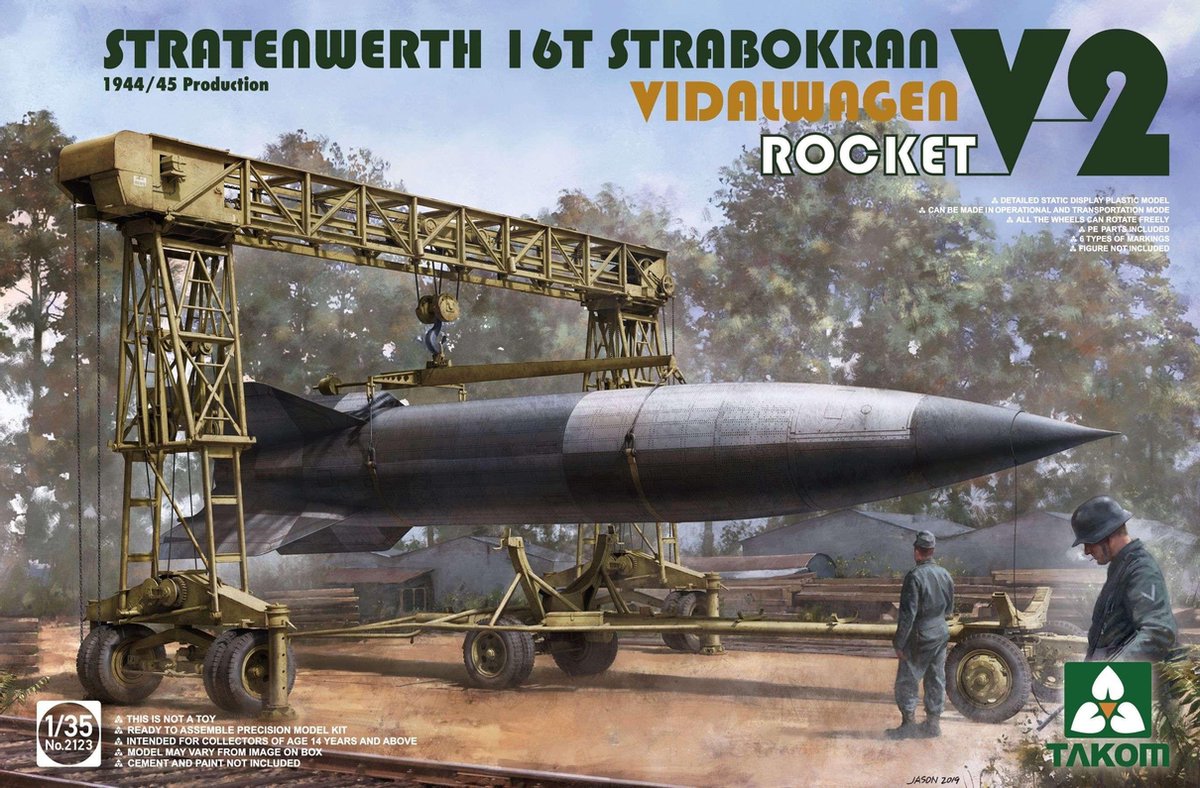 1:35 Takom 2123 Stratenwerth 16T Strabokran Vidalwagen V2 Rocket Plastic kit