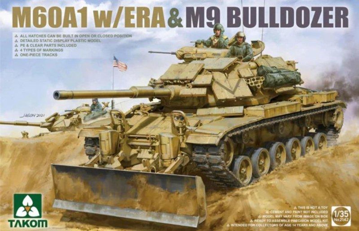 1:35 Takom 2142 M60A1 w/ERA&M9 Bulldozer Plastic kit