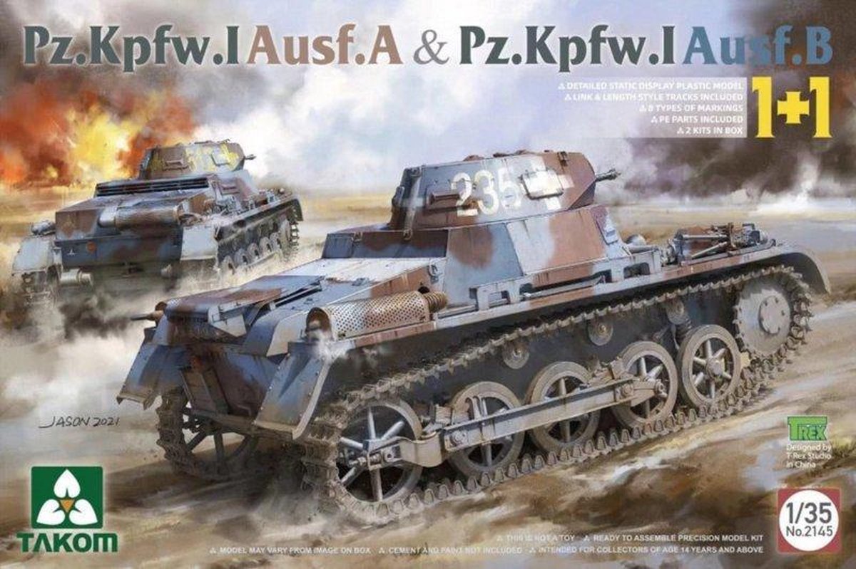 1:35 Takom 2145 Pz.Kpfw.I Ausf.A &  Pz.Kpfw.I Ausf. B (1+1 Tank) Plastic kit