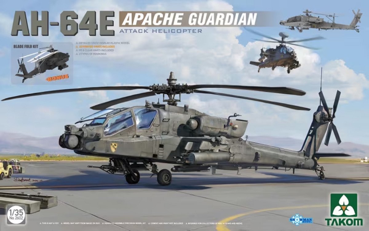 1:35 Takom 2602 AH-64E Apache Guardian - Attack Helicopter Plastic kit