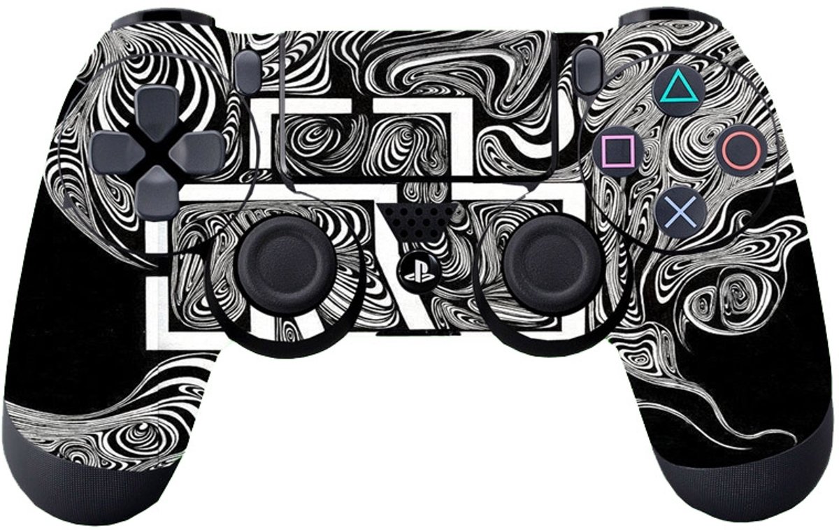 GameID PS4 Dualshock 4 Controller Skin Sticker - Black & White Swirl