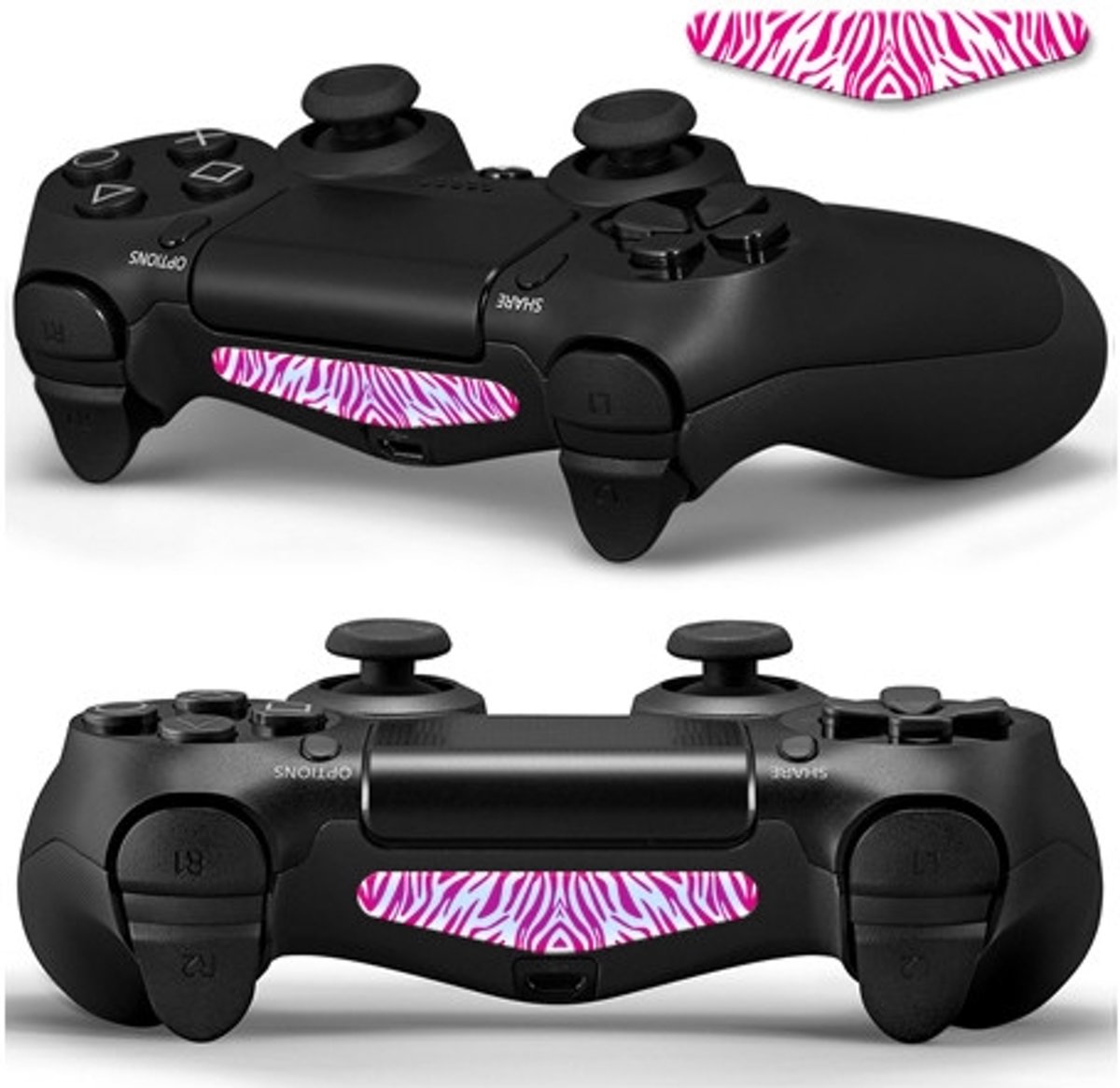 GameID PS4 Game Controller LED Sticker - Pink Zebra Patroon