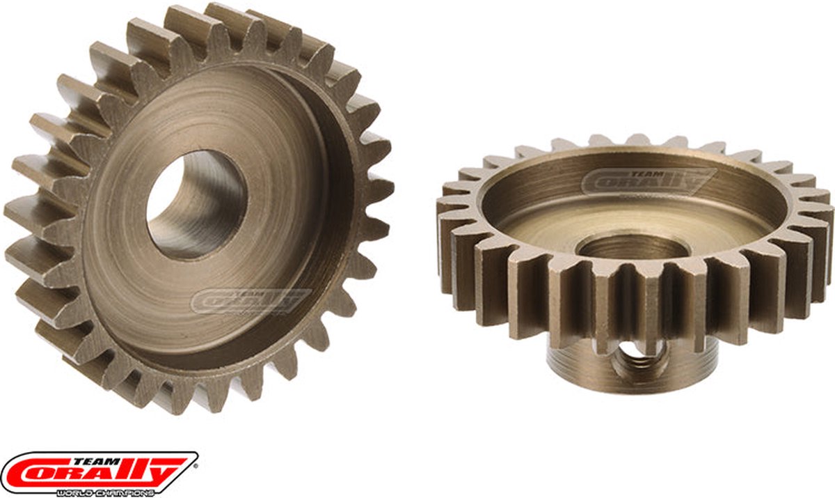 Team Corally - M1.0 Pinion – Short Wide Teeth – Hardened Steel - 27 Teeth - Shaft Dia. 8mm