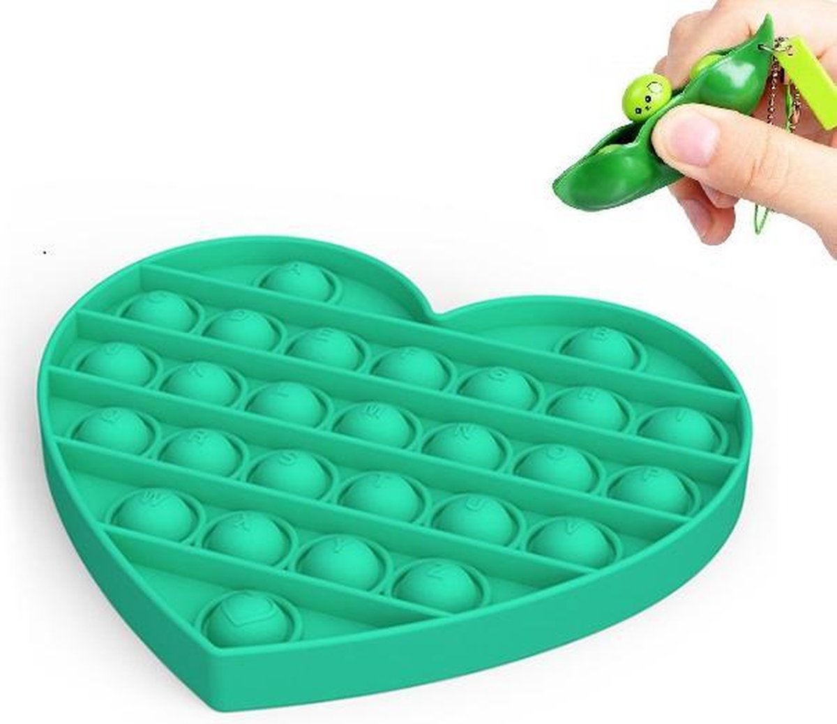 FIDGET TOYS POP IT - Fidget toy - Fidget toys pakket - Pop Bubble - Squishy - Pea popper - HART - Hartje - Heart - GROEN - ORIGINELE Fidget toys - Fidget speelgoed - Stress verlagend - POP IT Tiktok - Anti stress - Pop it toy - TFS®