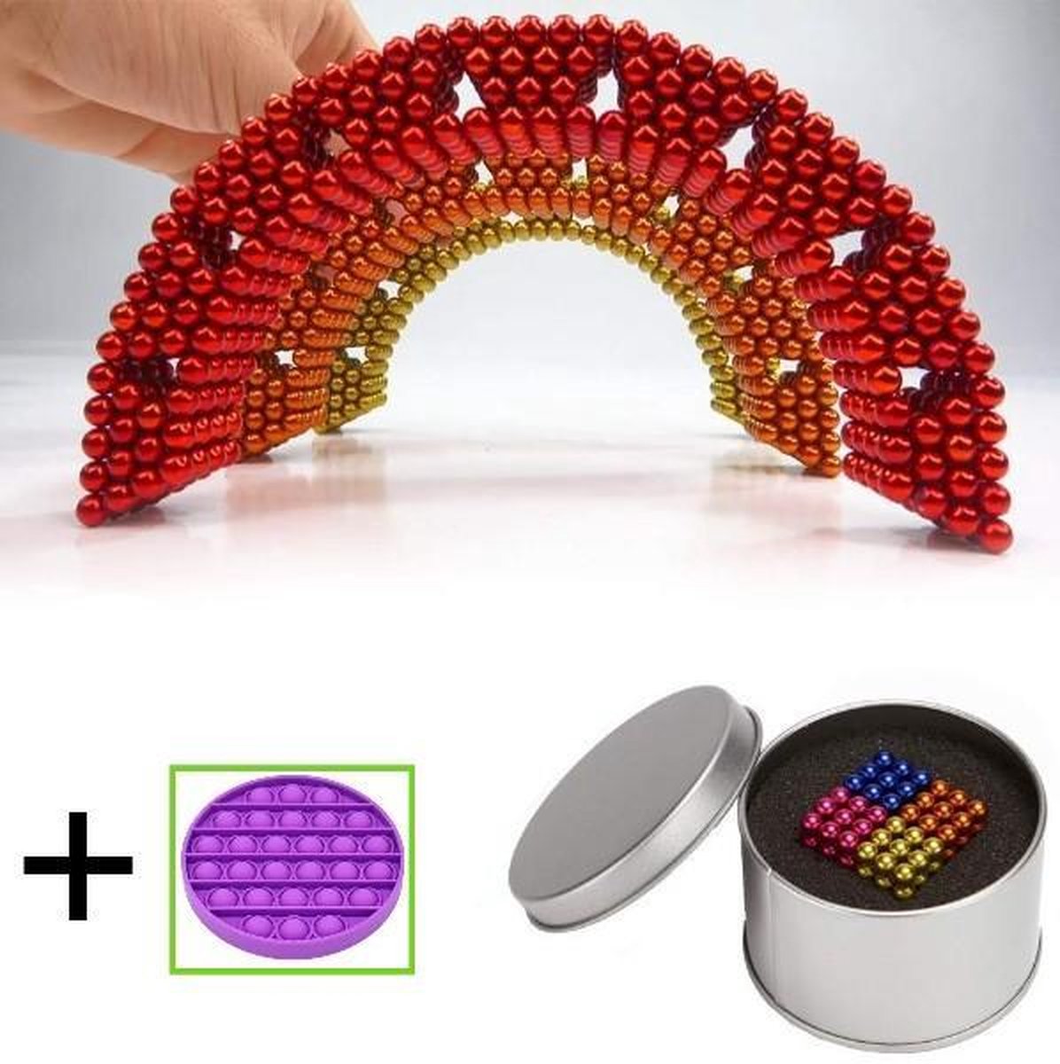 Neocube - Magneetballetjes - Fidget Toys Pakket - Paars - Multi color - 8 Kleuren - 216 Buckyballs - 5mm - Magnetische Balletjes - TikTok - Magnetisch Speelgoed - Magnetic Balls - Fidget speelgoed  - Stress verlagend - POP IT Tiktok - Bubble pop