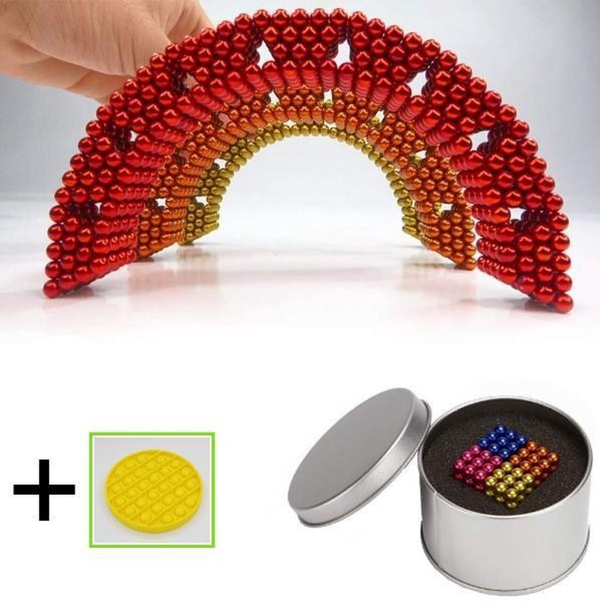 Neocube - Magneetballetjes - Fidget set - Geel - Multi color - 8 Kleuren - 216 Buckyballs - 5mm - Magnetische Balletjes - TikTok - Magnetisch Speelgoed - Magnetic Balls - Toys - Fidget speelgoed - Stress verlagend - POP IT Tiktok - Bubble pop