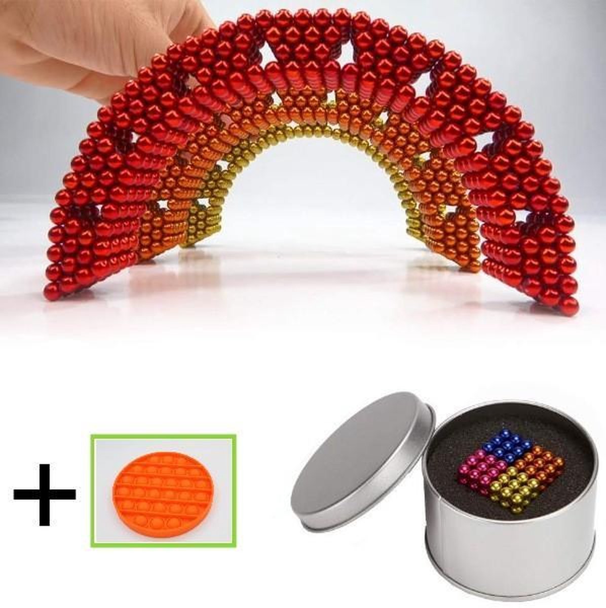 Neocube - Magneetballetjes - Fidget set - Oranje - Multi color - 8 Kleuren - 216 Buckyballs - 5mm - Magnetische Balletjes - TikTok - Magnetisch Speelgoed - Magnetic Balls - Toys - Fidget speelgoed - Stress verlagend - POP IT Tiktok - Bubble pop