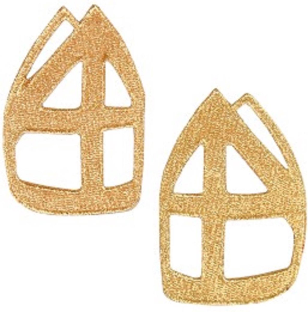 Borduursel 2 stuks sint mijter Goud opstrijkbaar 9,5x6,5 cm