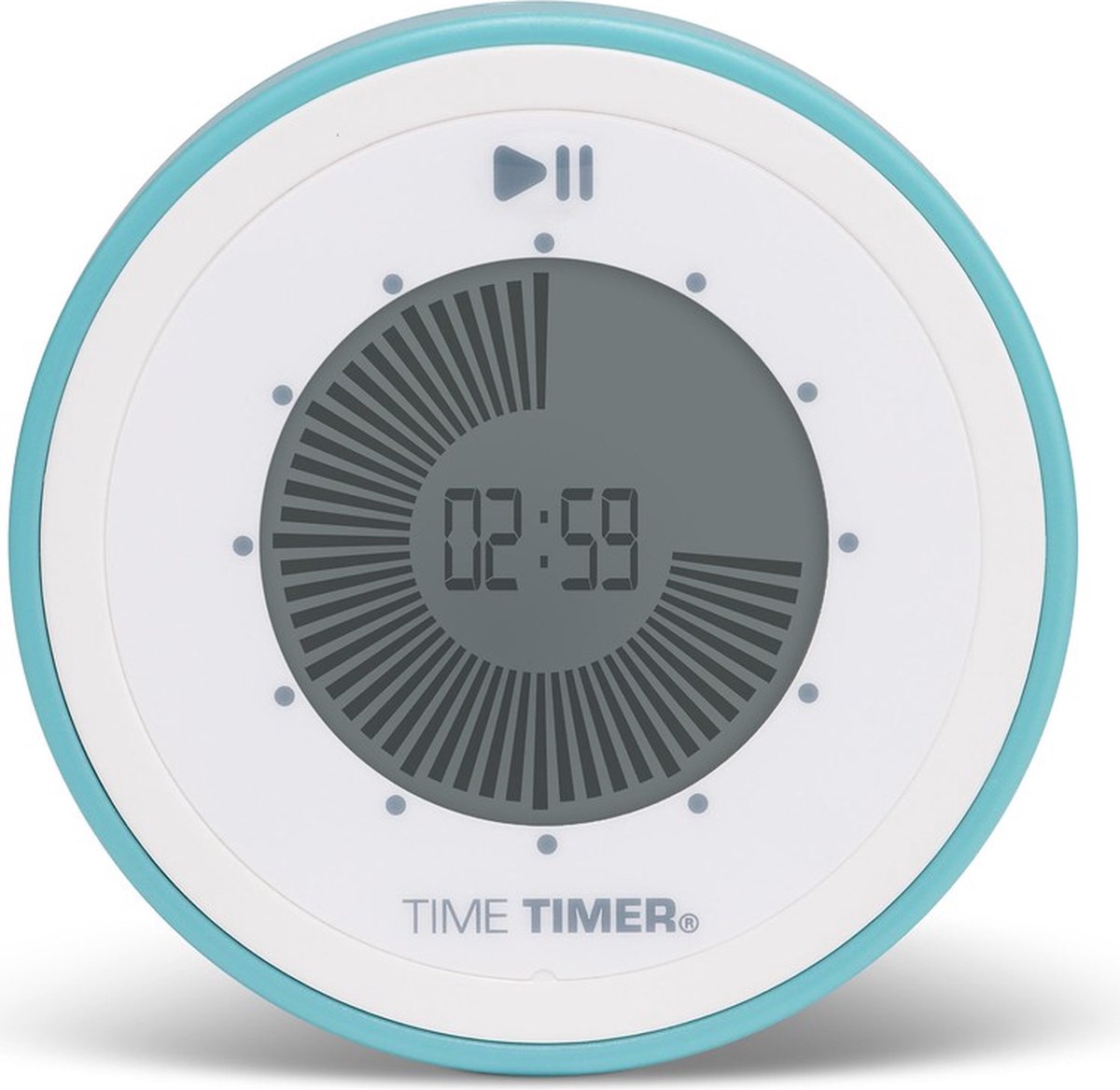 Time Timer Original Twist kleur Lake Day Blue - Visuele Countdown Timer - Tijdklok - Tijdmanagement Tool - School, Thuis, Kantoor - Optioneel Alarm - Geen Luid Getik