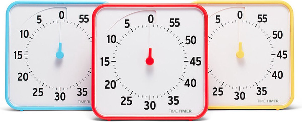 Time Timer® Classroom set - 3 stuks - set van 3 - rood, geel en blauw - primaire kleuren