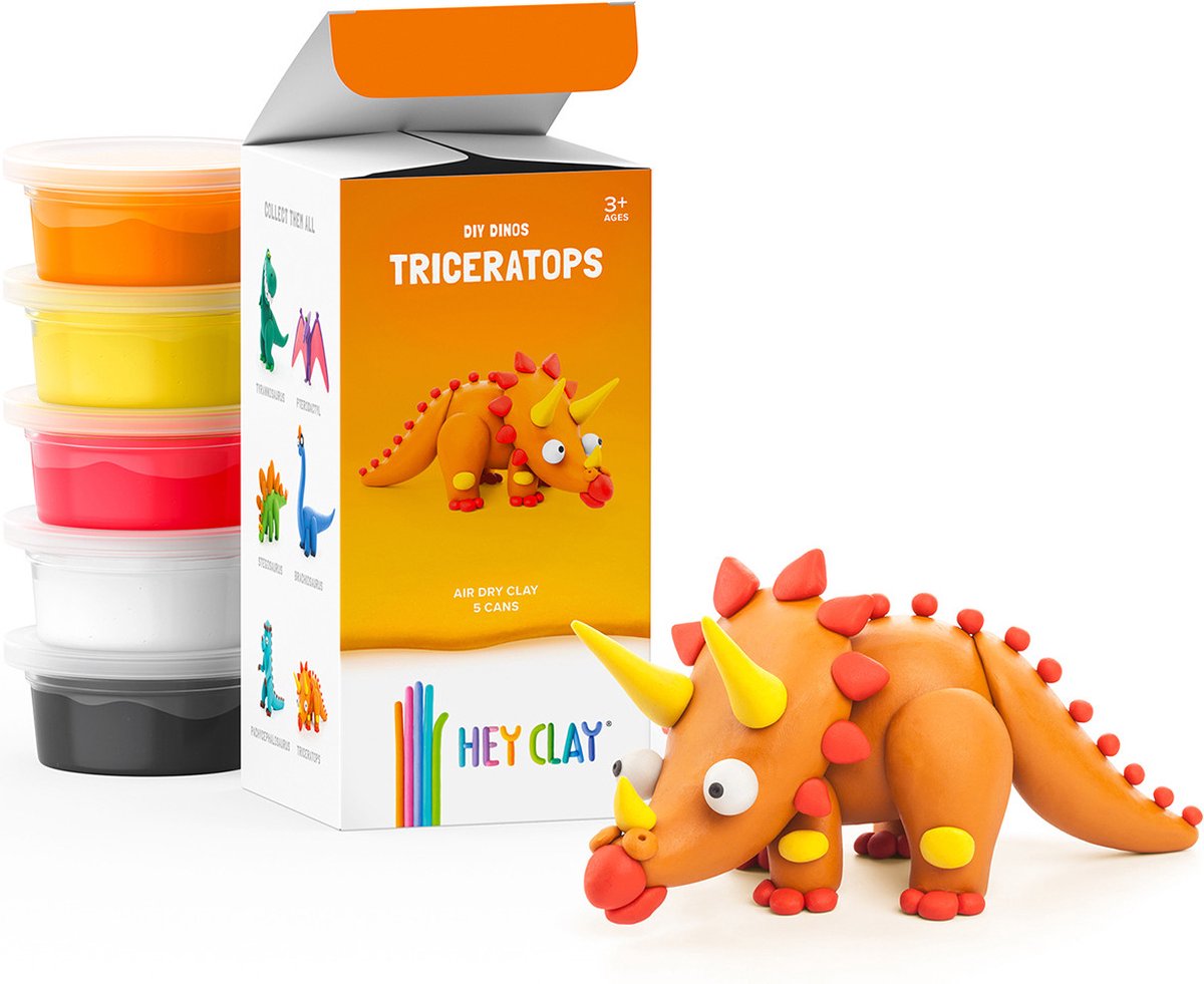 Hey Clay DIY Triceratops Dinos kreatives Bastelset