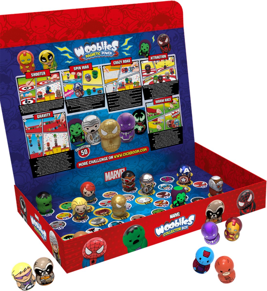 Wooblies Marvel - Verzamelbox met 4 Figurines - Magnetische Kracht