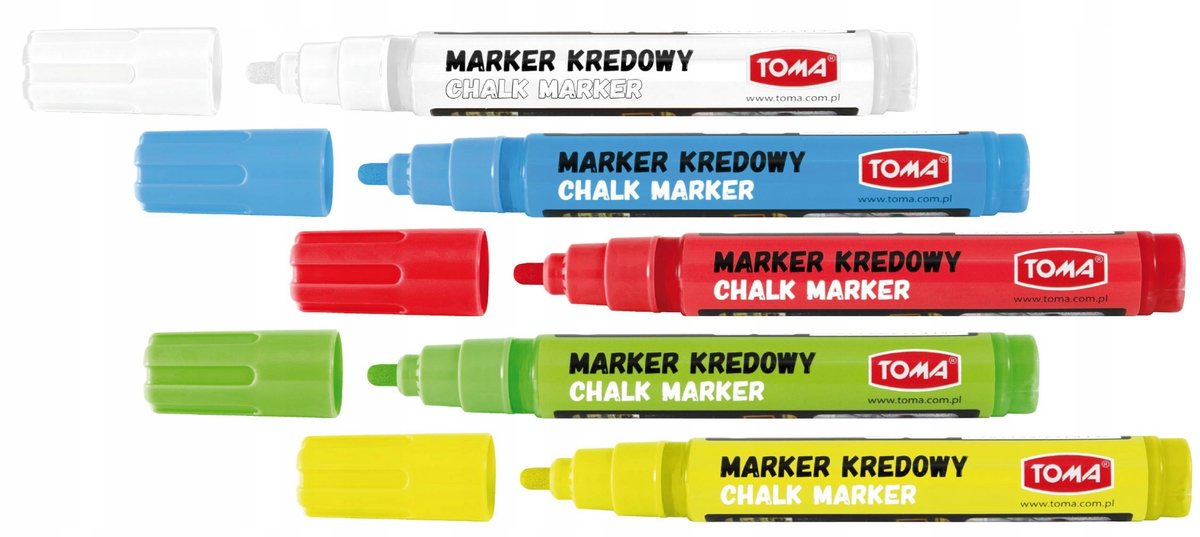 Toma Krijtstiften TO-292 - 5 Kleuren - Voor Glas & Whiteboards