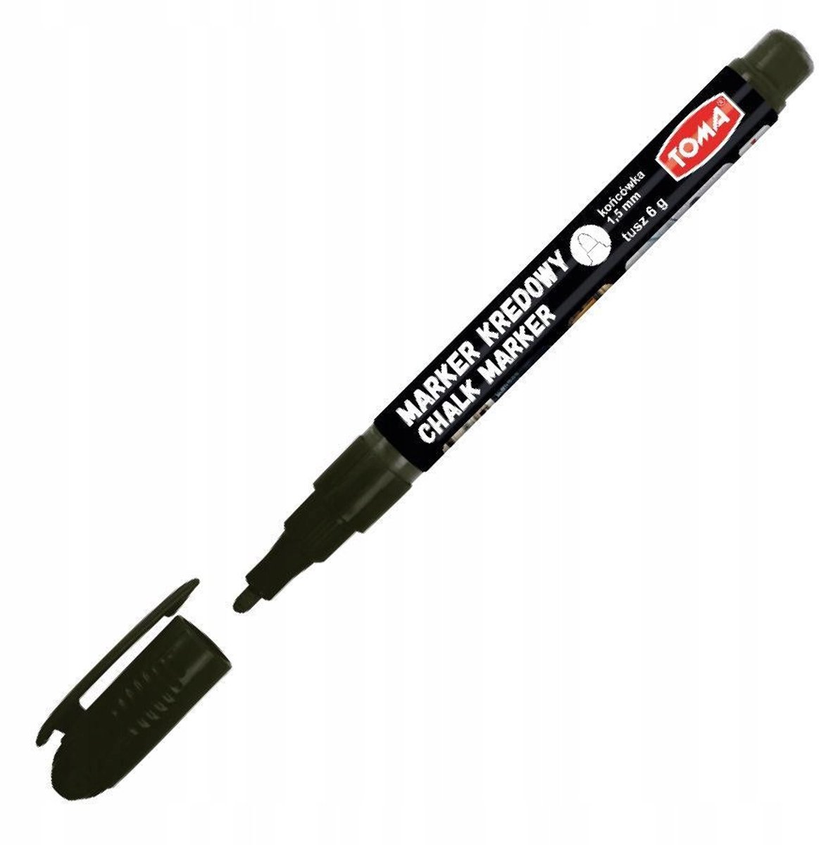 Toma Zwart Krijtmarker - Vlekt Niet, Makkelijk Uitwisbaar
