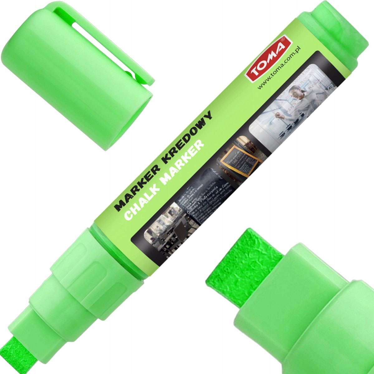 Toma krijtmarker TO-291, punt/schuin, groen, 8x5mm