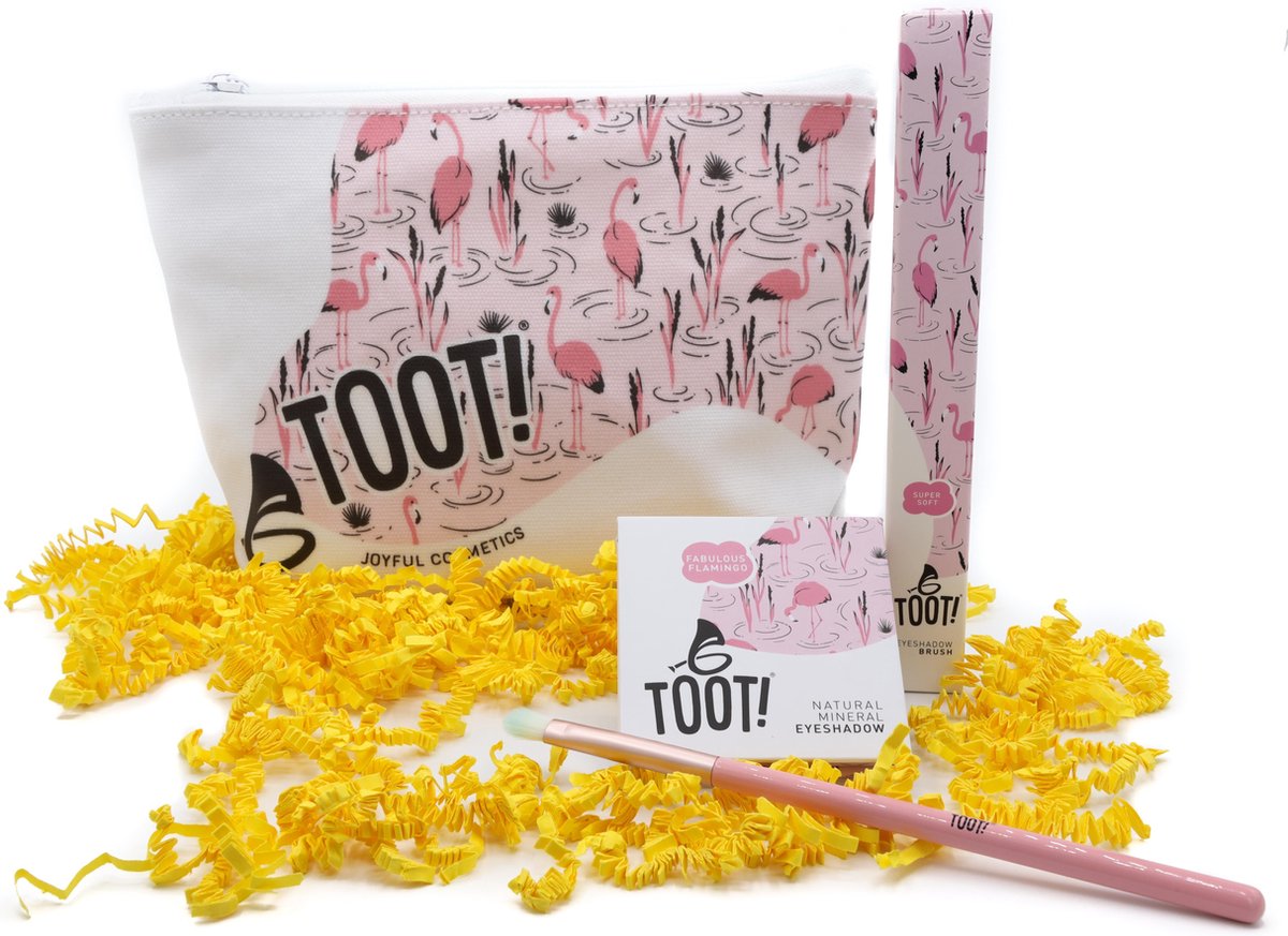 TOOT! Natuurlijke Kinder Make-up Set - Flamingo - Oogschaduw, Kwast, Tasje