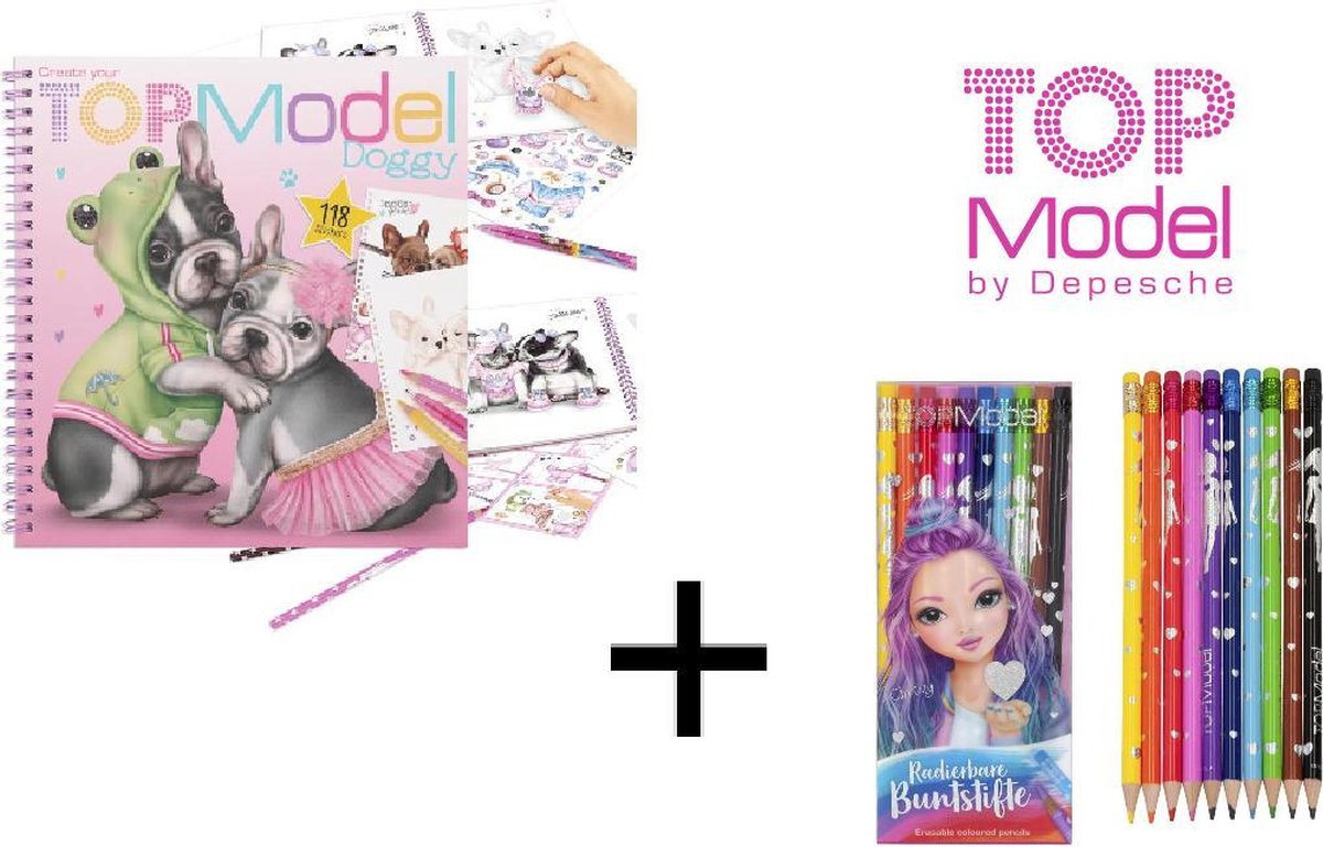 Create your TOPModel Doggy kleurboek VS Combi Deal TOPModel uitgumbare kleurpotloden