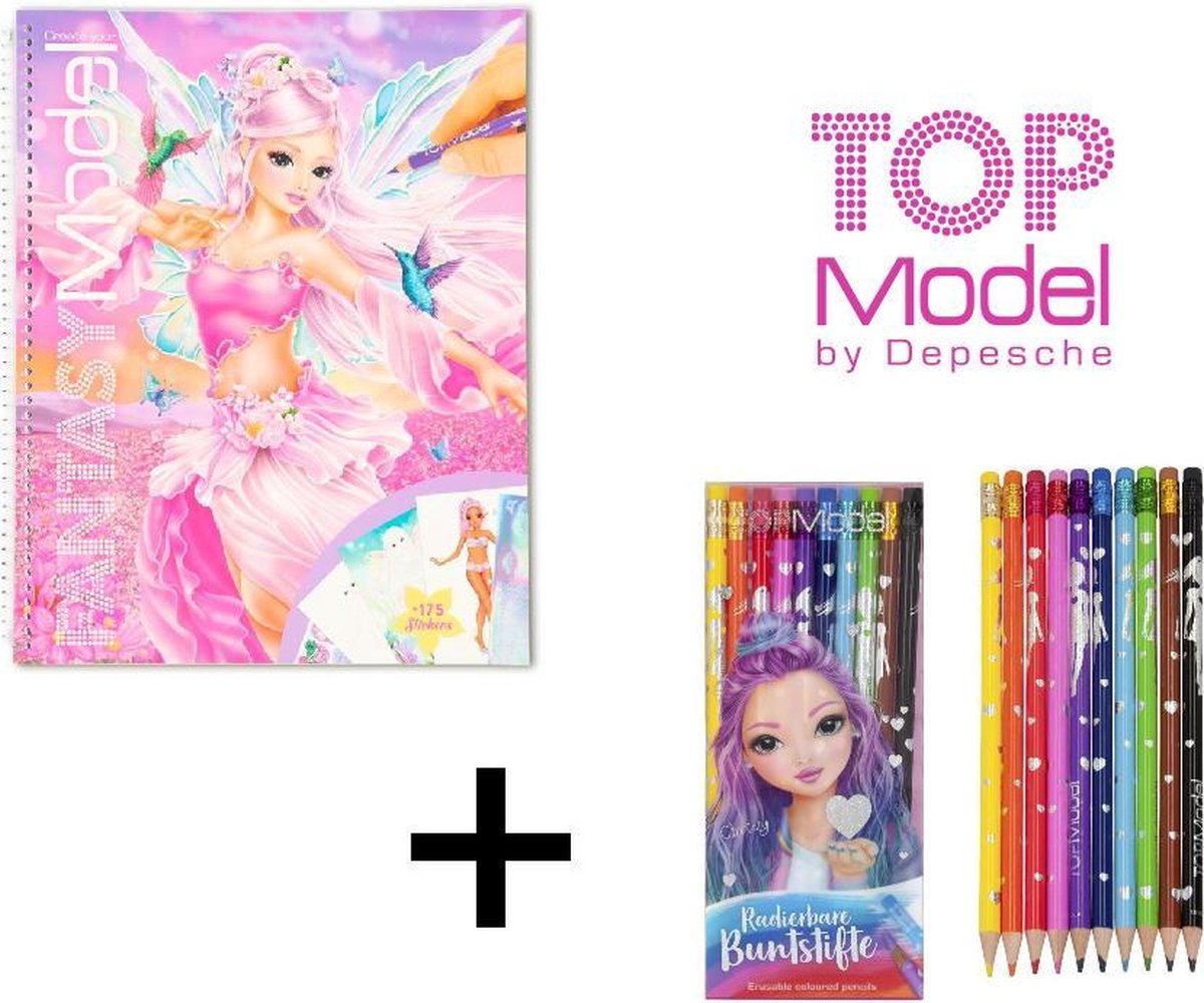 TOPModel Create your Fantasy Model kleuboek vs Combi deal TOPModel uitgumbare kleurpotloden