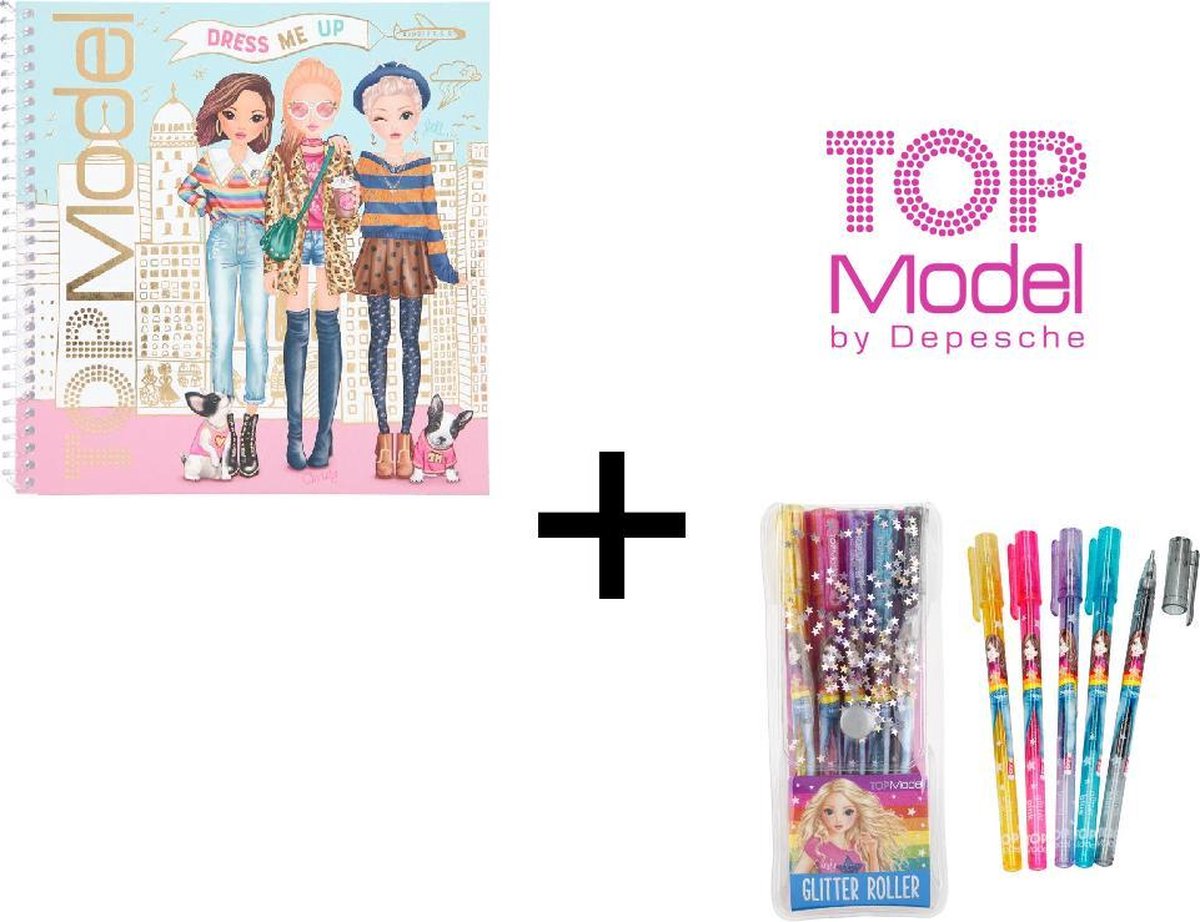 TOPModel Dress Me Up stickerboek + TOPModel glitter gelpennenset + GRATIS inpakzakje