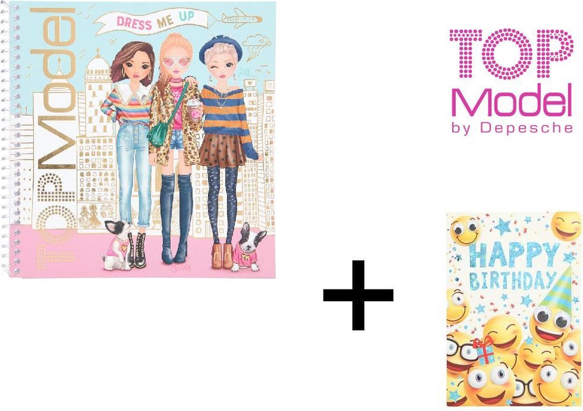 TOPModel Dress Me Up stickerboek Combi deal  + Kinderwenskaart + Gratis inpakzakje