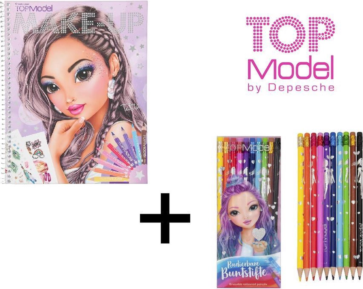 TOPModel make-up kleurboek + Combi Deal TOPModel uitgumbare kleurpotloden