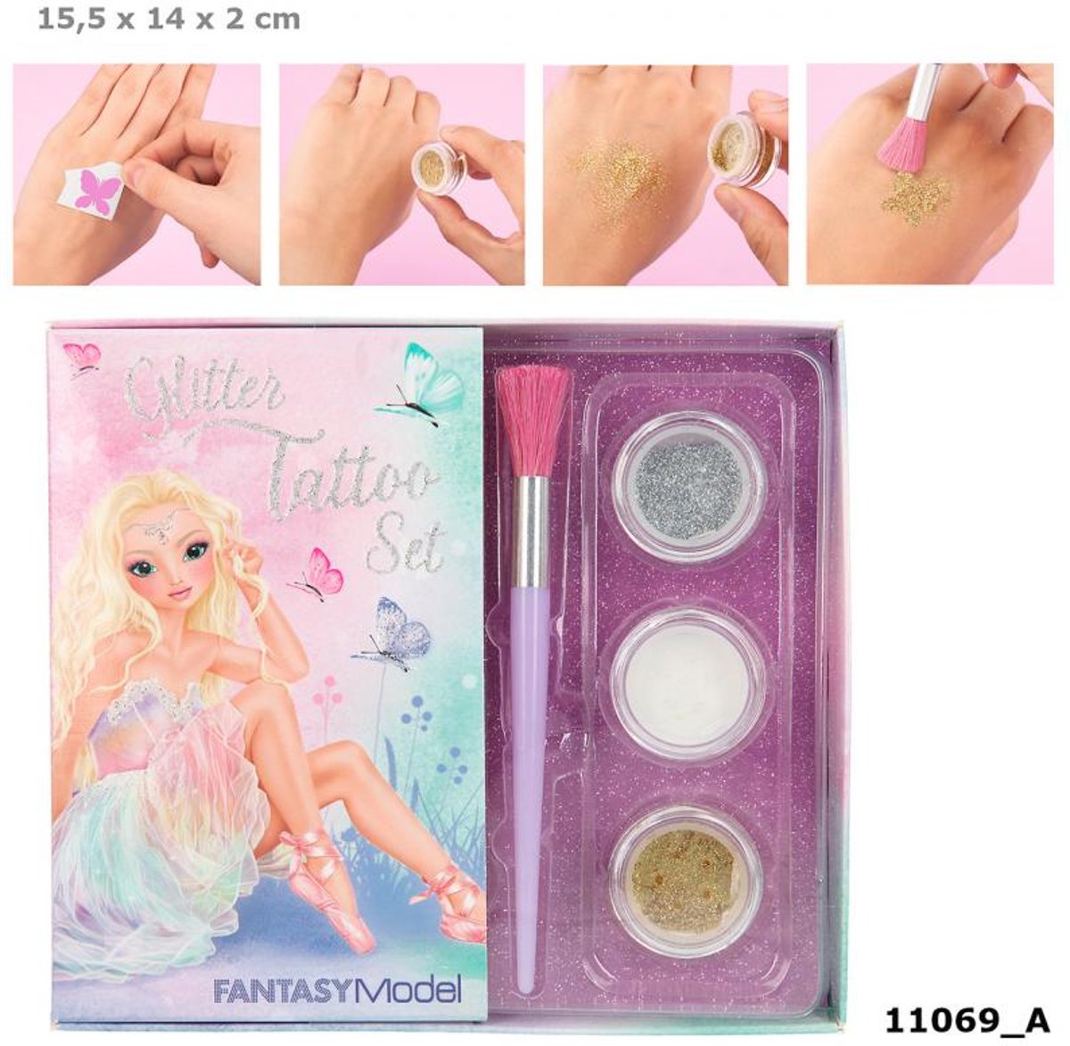 Topmodel Glitter Tatoeage Set - Ballet