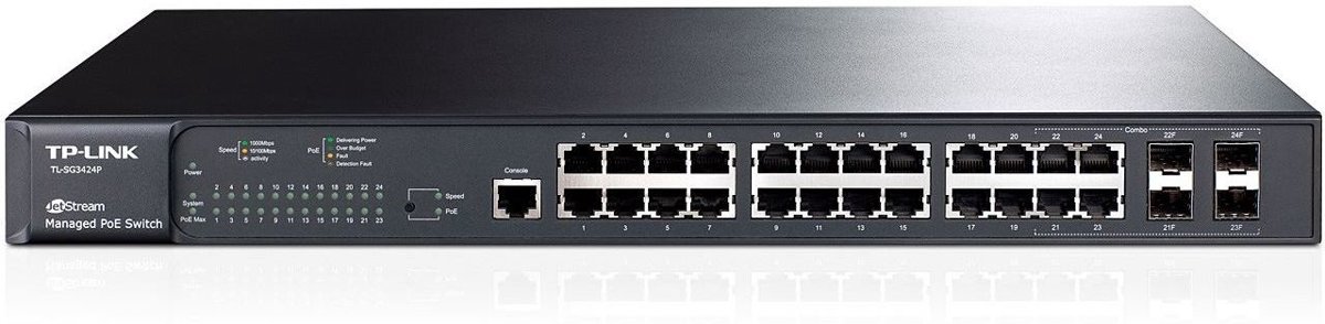 TP-LINK netwerk-switches TL-SG3424P PoE Switch Black