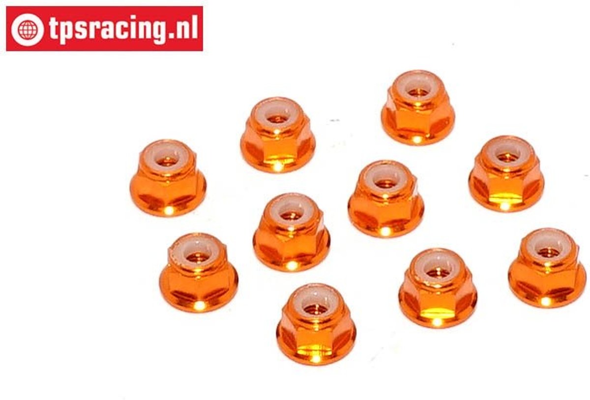 TPS1223/04 Aluminium borgmoer met flens M3, Oranje, 10 st.