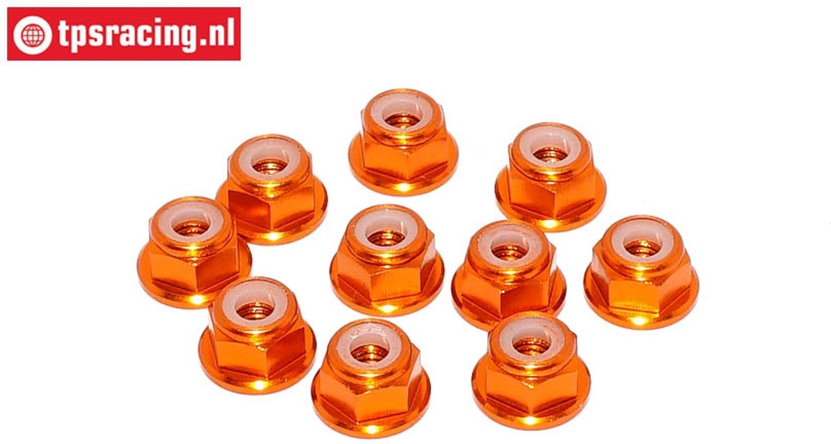 TPS1224/04 Aluminium borgmoer met flens M4, Oranje, 10 st.