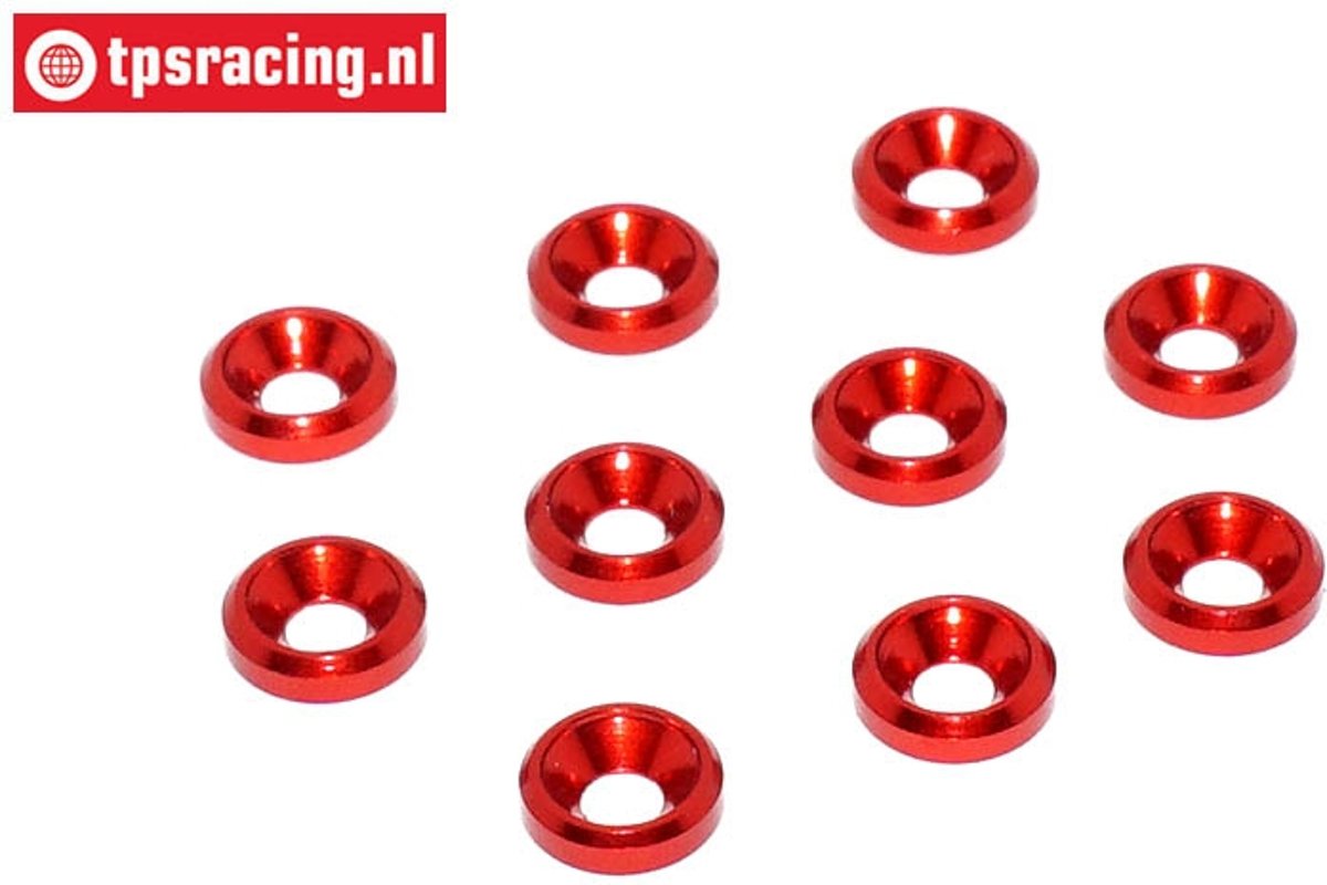 TPS1233/01 Aluminium verzonken ring Ø3 mm Rood, 10 st.