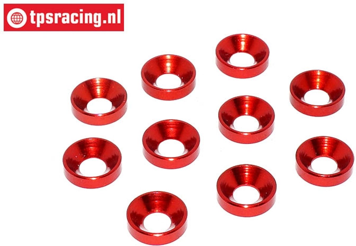 TPS1234/01 Aluminium verzonken ring Ø4 mm Rood, 10 st.