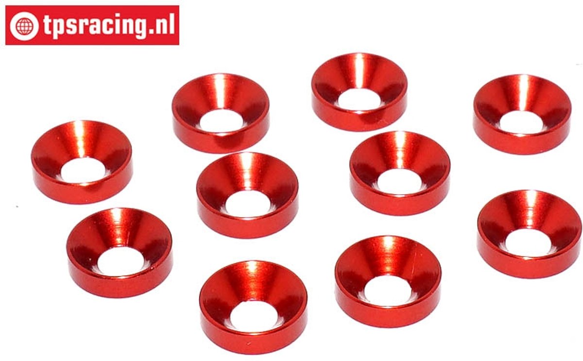 TPS1235/01 Aluminium verzonken ring Ø5 mm Rood, 10 st.