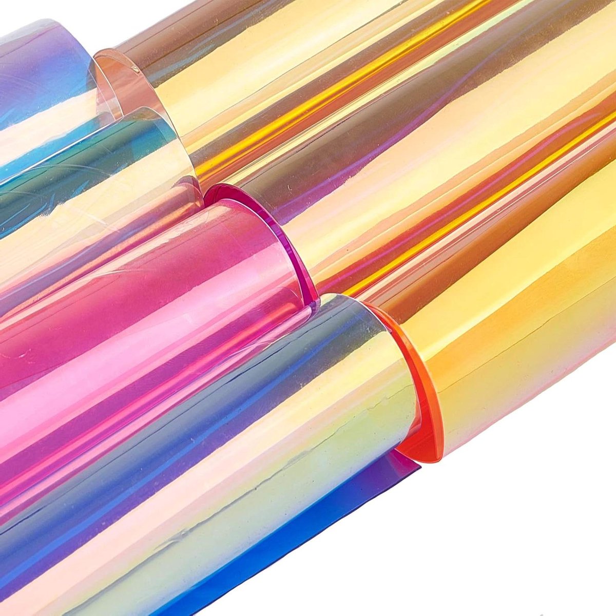   - 7 holografische PVC vellen transparant iriserend voor schoenen tassen naaien patchwork raam 21 x 30 cm.