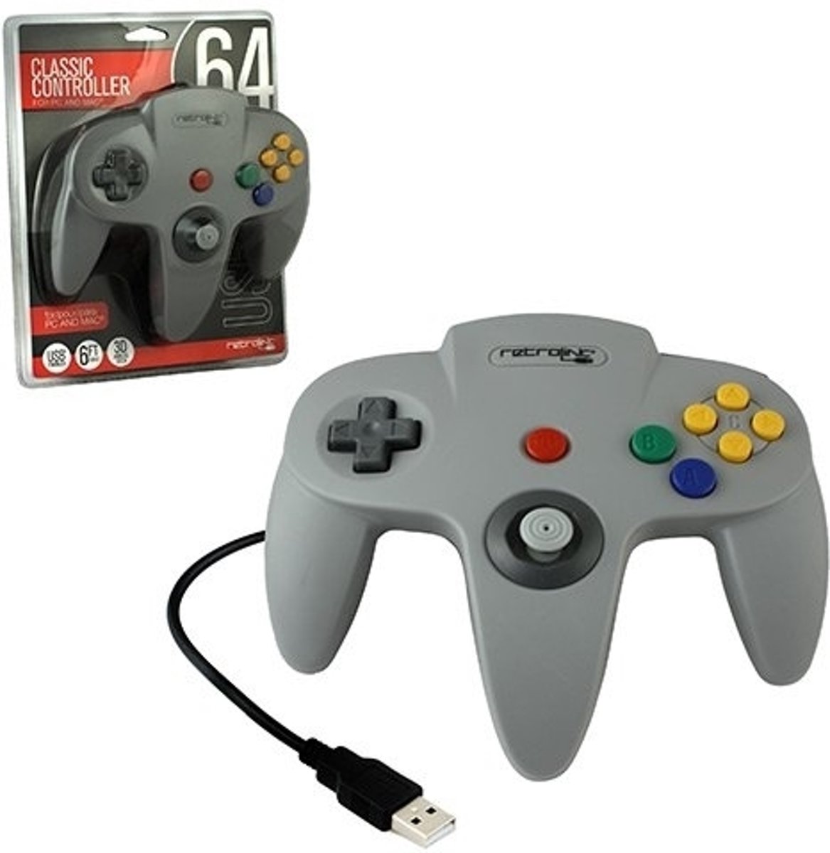 N64 Style USB Controller (Grijs)