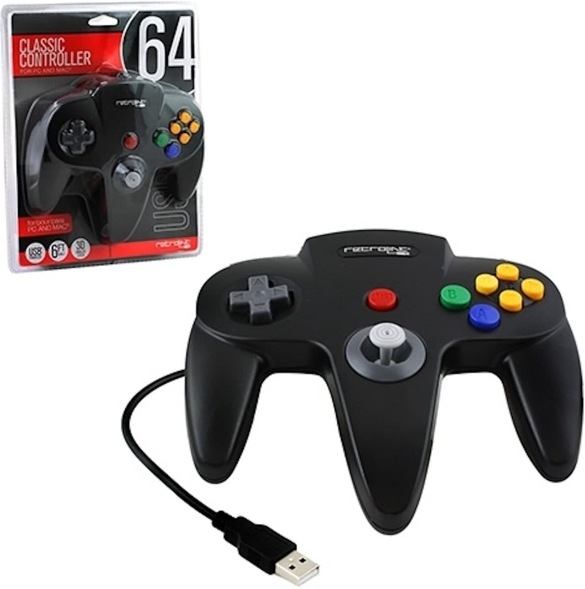 N64 Style USB Controller (Zwart)