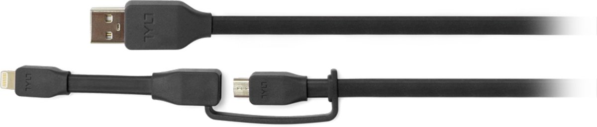 TYLT SYNCABLE-DUO, 1m 1m USB Micro USB & Apple Lightning Zwart mobiele telefoonkabel