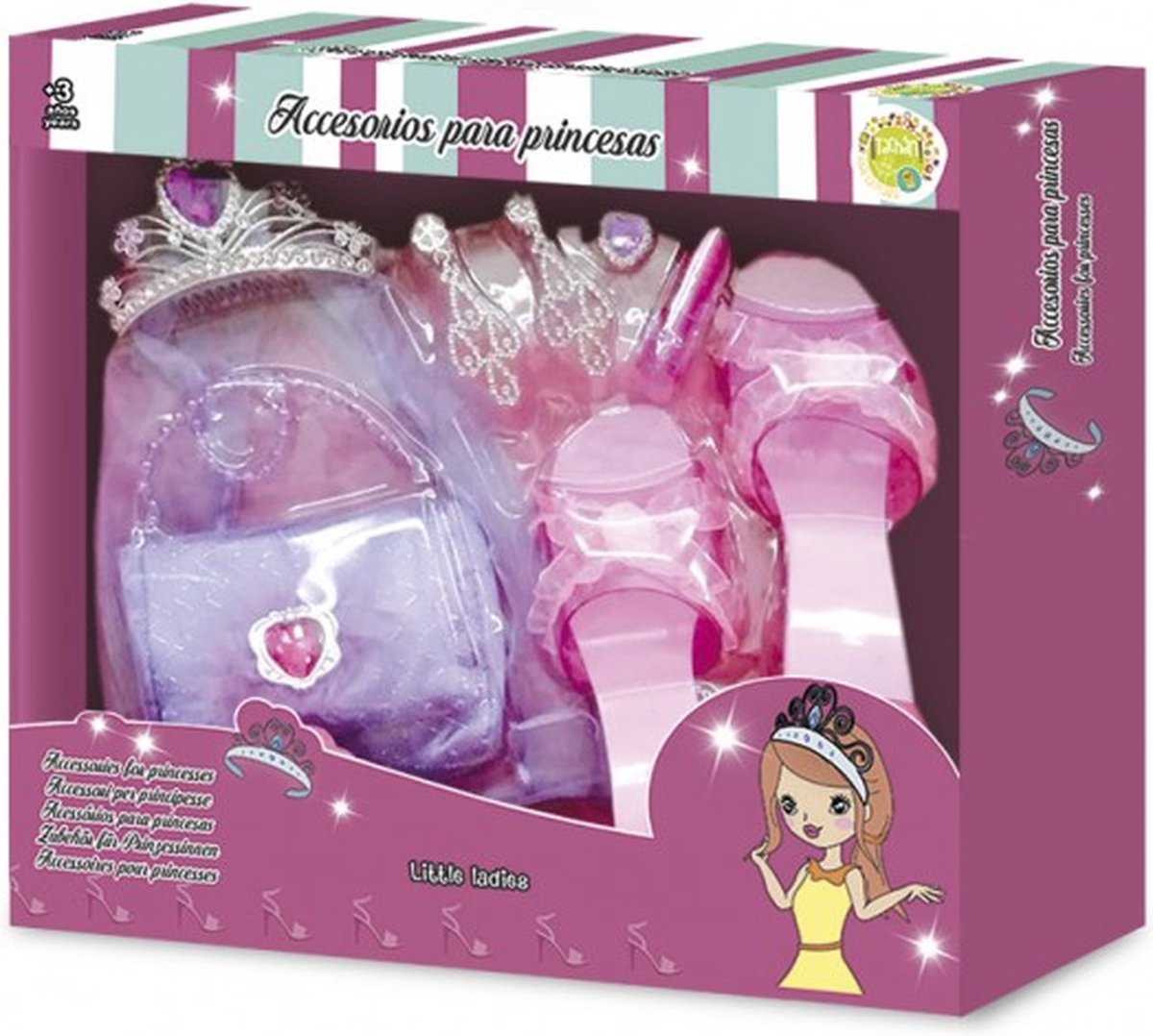 Prinsessen Accessoires Speelgoed - Tachan - Verkleedspullen Prinses - Set met Tas, Schoenen, Kroon en Sieraden