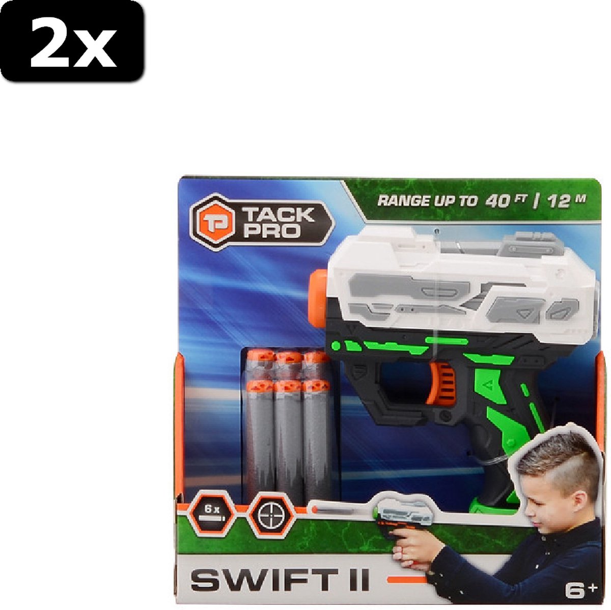 2x Tack Pro Swift II met 6 darts 13 cm