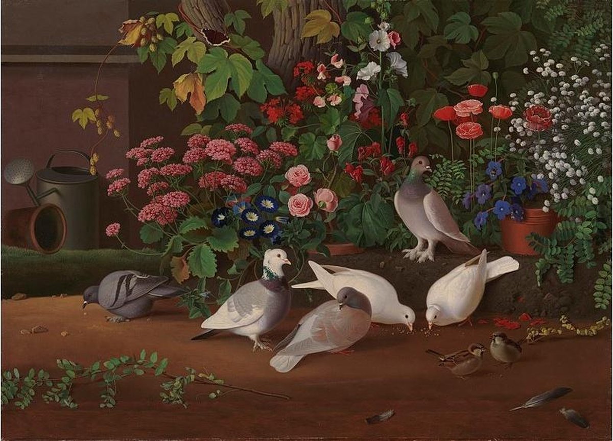 Kunst puzzel Ferdinand von Wright - Bloemen en vogels (1000)