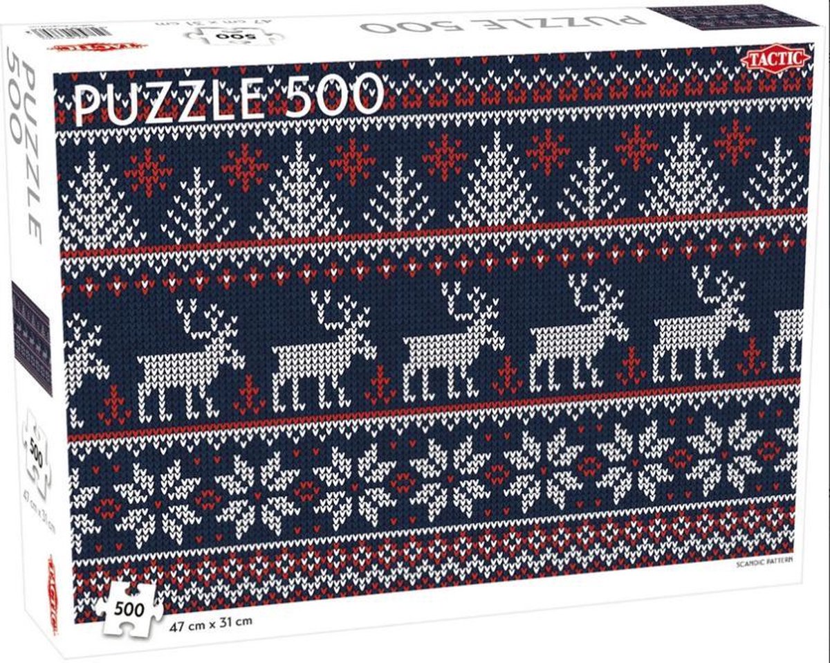 Puzzel - Puzzel 500 stukjes volwassenen - Legpuzzel - Puzzel volwassenen - Tactic puzzel - Puzzel met kerstpatroon 47x31 cm - Puzzel 500 stukjes