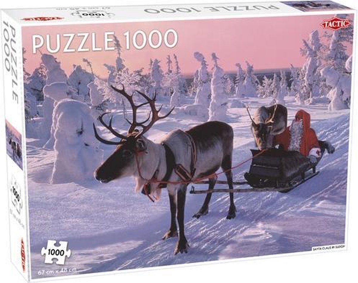 Tactic Puzzel 1000 Stukjes Volwassenen - Puzzels - Hobby - Legpuzzel - In de sneeuw op de Slee