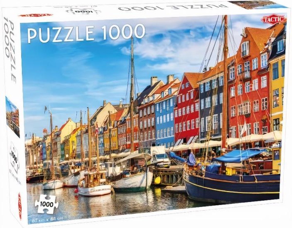 Tactic Puzzel 1000 Stukjes Volwassenen - Puzzels - Hobby - Legpuzzel - Landschap - Kleurrijke Stad in Noorwegen