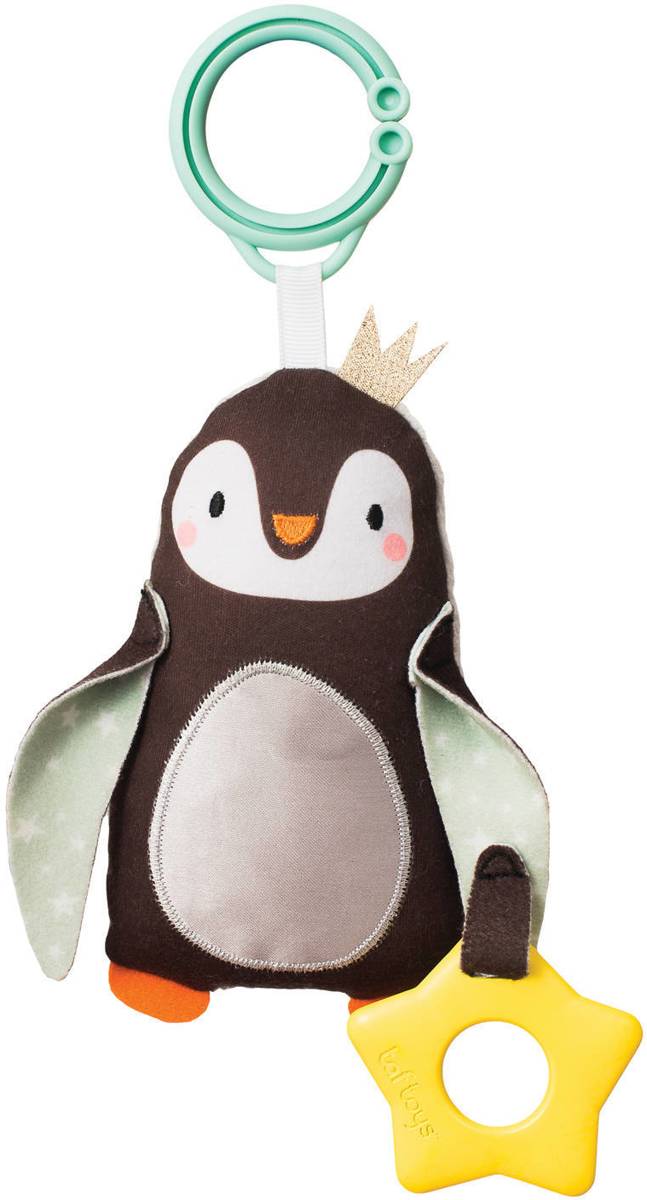 Taf Toys Grijspeeltje met bijtring Prince de Pinguin met glimmende velugels