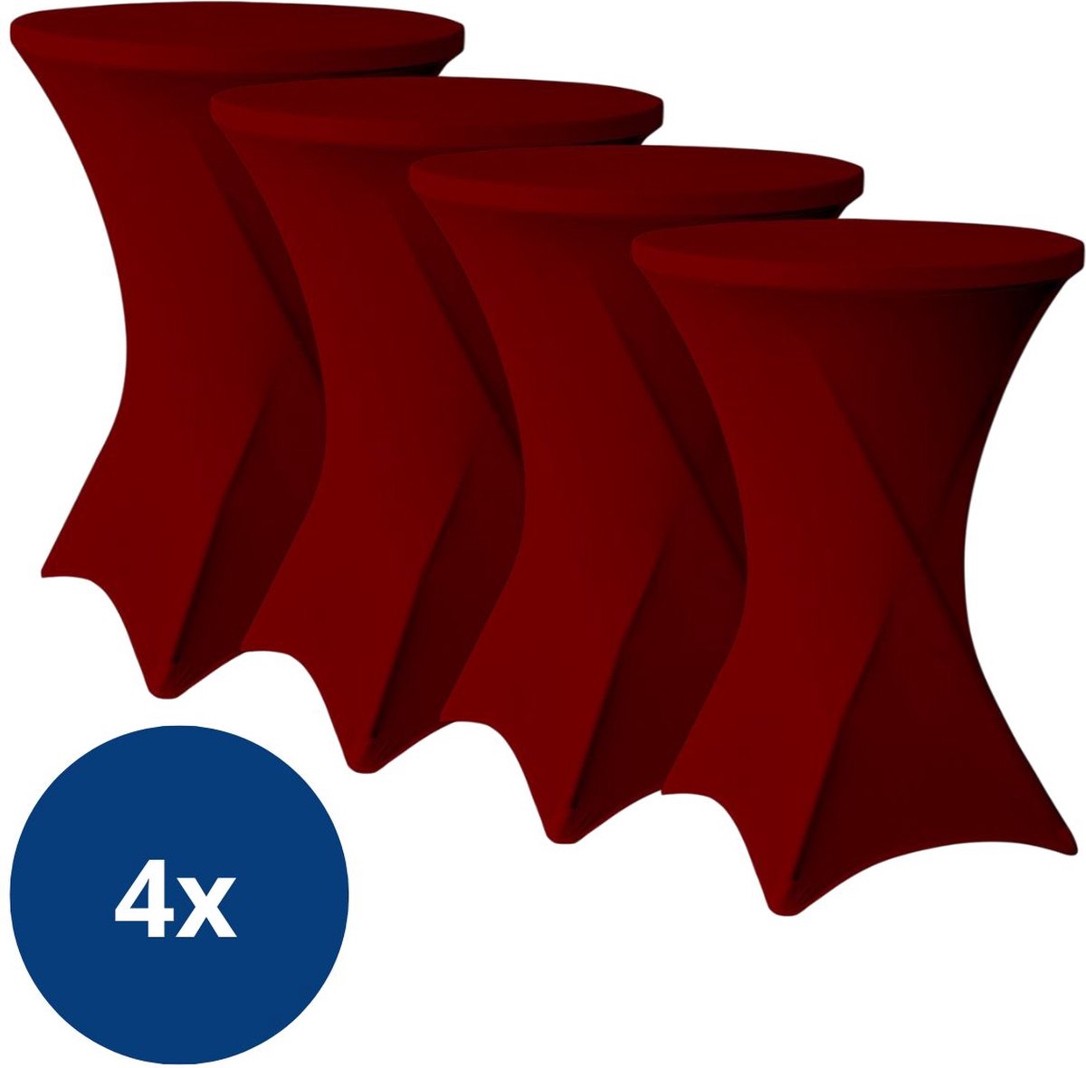 Statafelrok Bordeaux Rood/Burgundy 80cm - Statafelhoes -   - Set van 4 - ∅80-85x110cm -  kenshop.nl