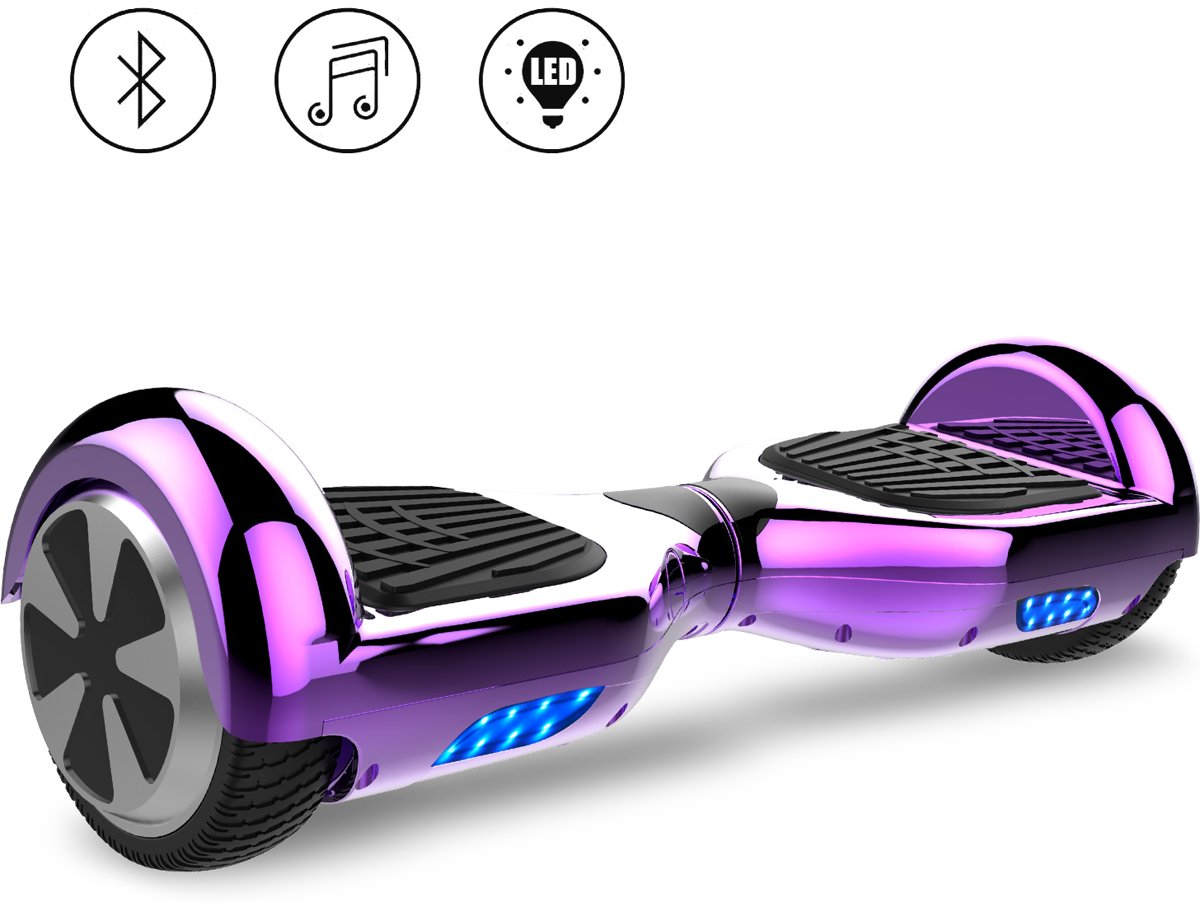 Tailwind Self Balancing Smart Hoverboard Balance Scooter 6.5 inch/ Bluetooth-speakers / LED Verlichting /speciaal ontwerp - Paars Chroom