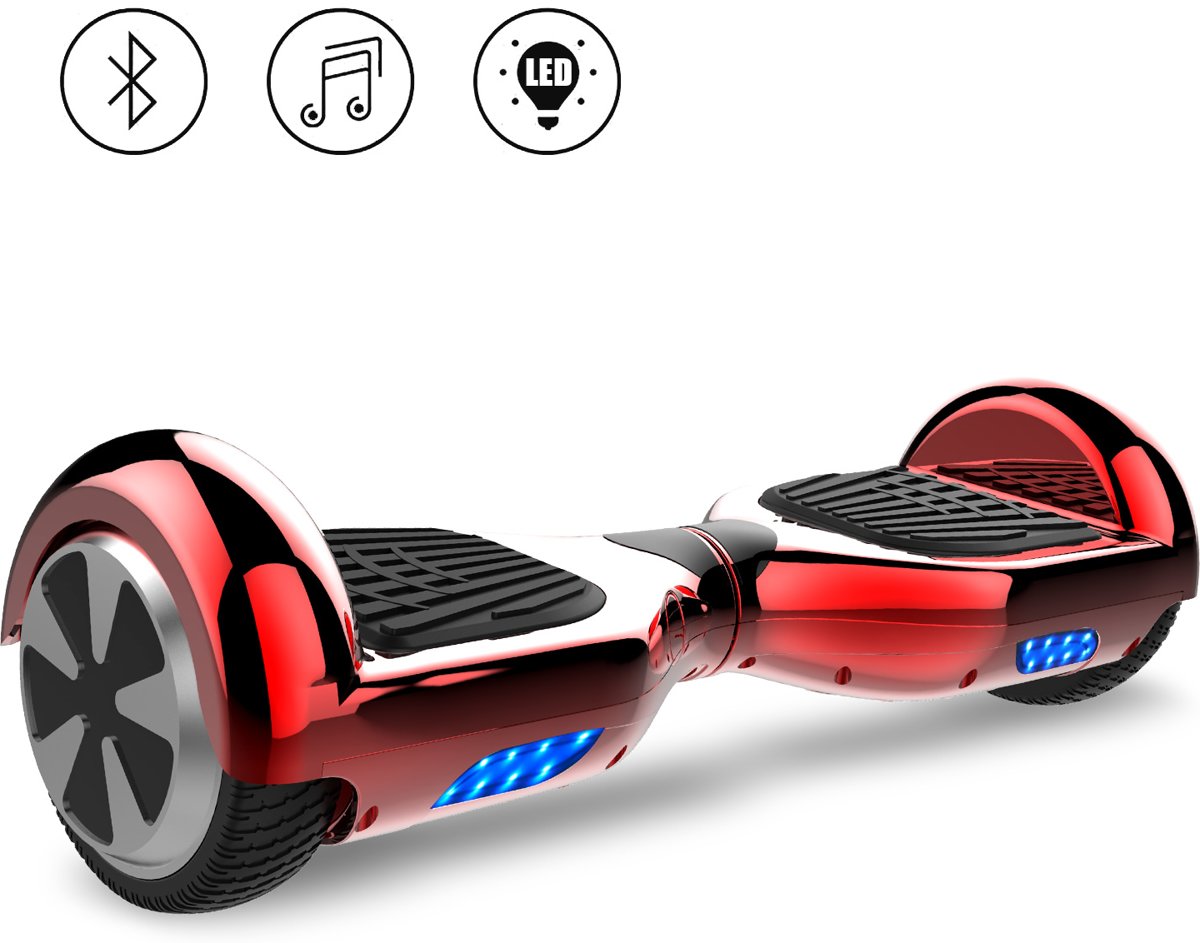 Tailwind Self Balancing Smart Hoverboard Balance Scooter 6.5 inch/ Bluetooth-speakers / LED Verlichting /speciaal ontwerp - Rood Chroom